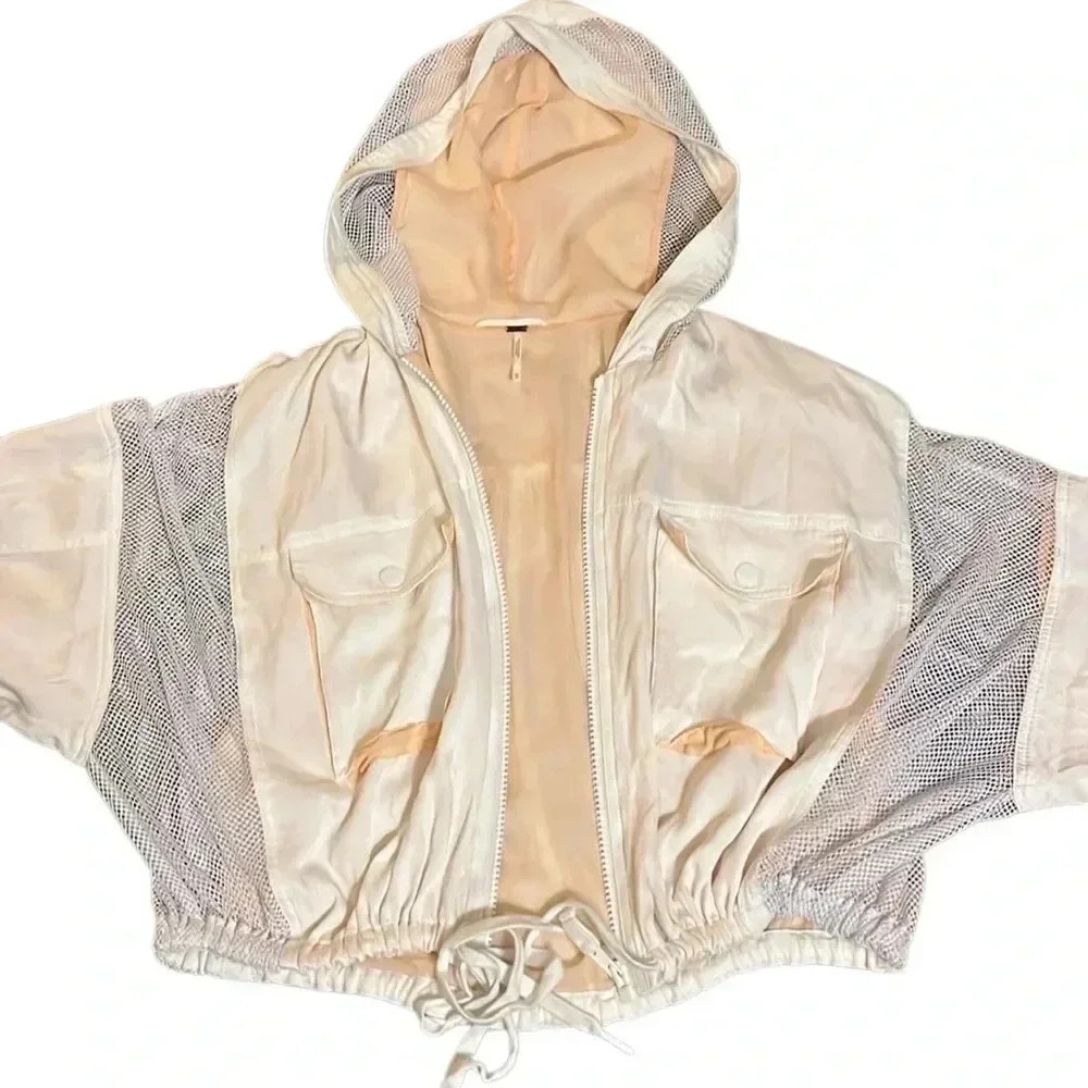 FREE PEOPLE Insect Shield Jacket White/ Peach Cropped Size XS - Picture 7 of 12